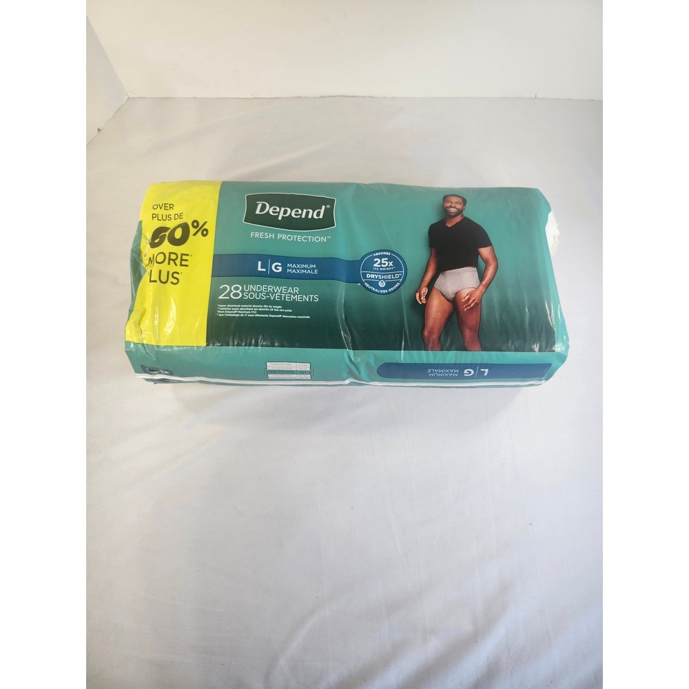 Depend Fresh Protection Men Incontinence Underwear Maximum L 28 Count Grey